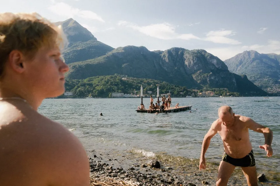 Swimmers at Lake Como, with Cinea Portra 400